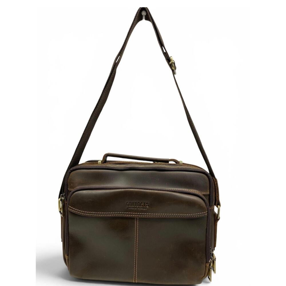 CONTACTS CRAZY HORSE LEATHER CROSSBODY BAG